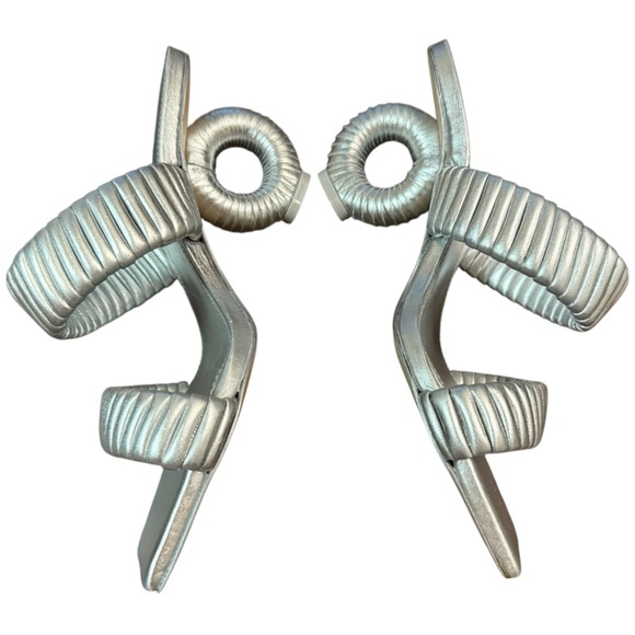 Cult Gaia Valence 75MM Metallic Leather Sandals in Silver Size 7.5 - Picture 10 of 13